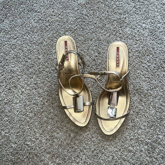 Prada Shoes - Authentic Y2K Prada heels ! Gold/silver